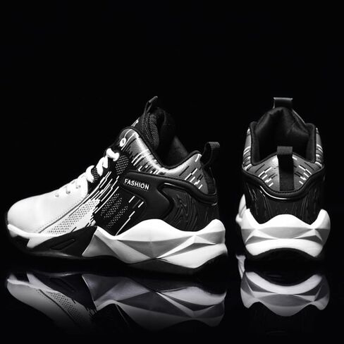 Men's Lace Up Breathable Leather Cushioning Basketball Shoes Fashion High-Top Non-Slip Sneakers Casual for Gym Sports Tennis Jogging Running Walking in Saudi Arabia