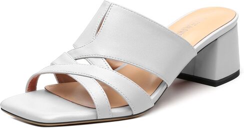 Women's Square Toe Open Toe Sandals, Chunky Heel One Foot Stirrup Slippers for women, Comfortable and Versatile Summer Sandals in Saudi Arabia