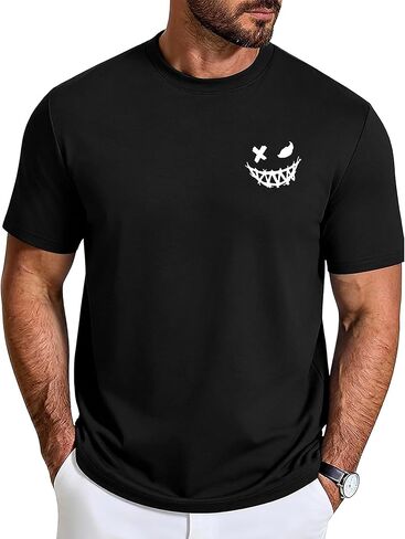 Aiyino Mens Graphic T Shirt Minimal Chest Print Regular Fit Casual Summer Crew Neck Tee in Saudi Arabia
