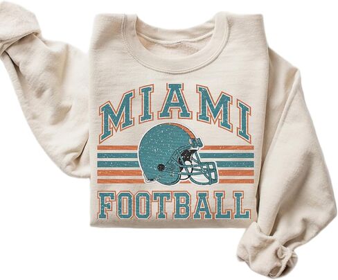 Distressed Miami Football Retro Crewneck Sweatshirt – Vintage College Sports Style – Cozy Unisex Game Day Pullover in Saudi Arabia