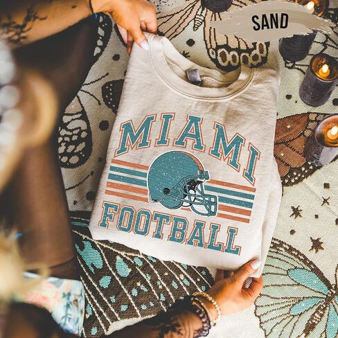 Distressed Miami Football Retro Crewneck Sweatshirt – Vintage College Sports Style – Cozy Unisex Game Day Pullover in Saudi Arabia