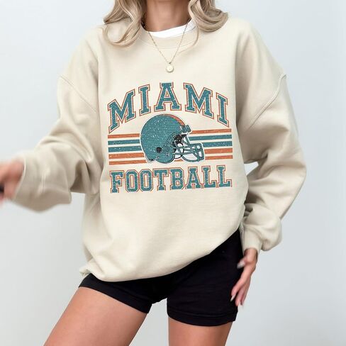 Distressed Miami Football Retro Crewneck Sweatshirt – Vintage College Sports Style – Cozy Unisex Game Day Pullover in Saudi Arabia