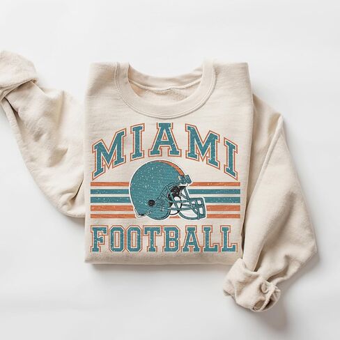Distressed Miami Football Retro Crewneck Sweatshirt – Vintage College Sports Style – Cozy Unisex Game Day Pullover in Saudi Arabia