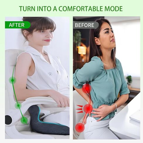 وسادة مقعد مدمجة من إسفنج الذاكرة على شكل حرف L لكرسي المكتب والشاحنة والسيارة، وسادة مقعد مريحة للسائق للظهر وأسفل الظهر ودعم عظم الذيل لسائق الشاحنة والقيادة الطويلة (أسود) in Kuwait