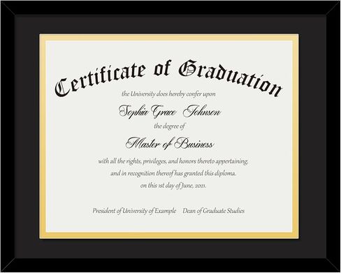 8.5x11 Diploma Certificate Frame with Black & Gold Double Mat, Display 8.5x11 Certificate with Mat or 11x14 without Mat, Degree Document Frame in Saudi Arabia