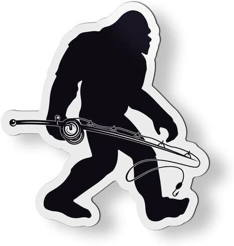 Bigfoot with Fishing Pole Fisherman - Magnet - Car Fridge Locker - Select Size in Saudi Arabia