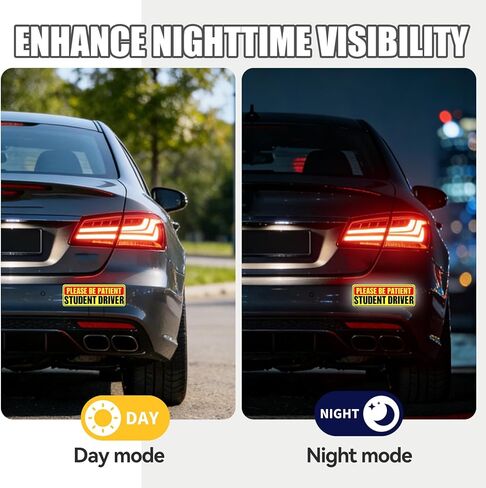2 Pack Student Driver Magnet Signs for Car, Reflective Safety Warning Bumper Stickers, Waterproof & Weather Resistant Magnetic Be Patient Rookie Driver Signs for Vehicles, Colorful High Visibility in Kuwait
