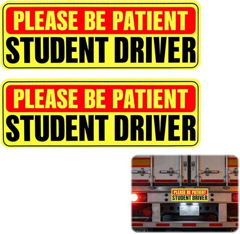 2 Pack Student Driver Magnet Signs for Car, Reflective Safety Warning Bumper Stickers, Waterproof & Weather Resistant Magnetic Be Patient Rookie Driver Signs for Vehicles, Colorful High Visibility in Kuwait