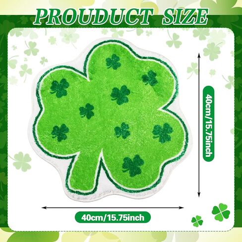 Haull 6 Pcs St. Patrick's Day Bathroom Rug Shamrock Bath Rug Lucky Green Clover Saint Patty's Day Bathroom Mat Shamrocks Doormat Irish Washable Nonslip Absorbent Shower Mat for Bedroom 15.8" x 15.8" in Saudi Arabia