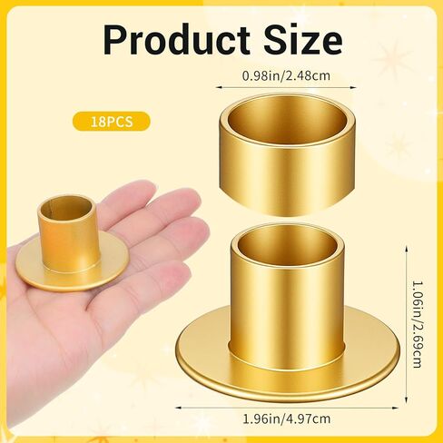 18 قطعة من حوامل الشموع المستدقة الذهبية، حوامل شمعدان معدنية للشموع العمودية، ديكور قطع مركزية لحفلات العشاء والذكرى السنوية للزفاف in Kuwait