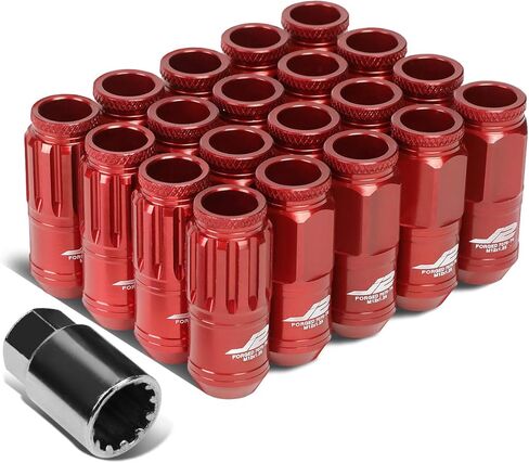J2 Engineering 16 قطعة 7075 ألومنيوم مفتوح النهاية M12 x 1.25 صواميل العروة مع 4 قطع صواميل قفل ومفتاح، أحمر، مقعد مخروطي مناسب، LN-T7-002-125-RD in Saudi Arabia