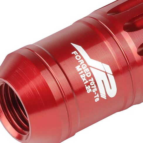 J2 Engineering 16 قطعة 7075 ألومنيوم مفتوح النهاية M12 x 1.25 صواميل العروة مع 4 قطع صواميل قفل ومفتاح، أحمر، مقعد مخروطي مناسب، LN-T7-002-125-RD in Saudi Arabia