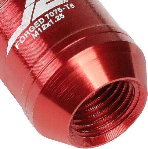 J2 Engineering 16 قطعة 7075 ألومنيوم مفتوح النهاية M12 x 1.25 صواميل العروة مع 4 قطع صواميل قفل ومفتاح، أحمر، مقعد مخروطي مناسب، LN-T7-002-125-RD in Saudi Arabia
