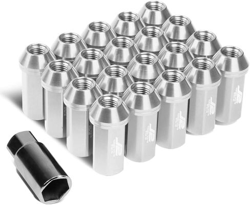 J2 Engineering 20 قطعة 7075 ألومنيوم مغلق النهاية M12 x 1.5 مجموعة صواميل العروة مع محول مقبس، فضي، مقعد مخروطي مناسب، LN-T7-005-15-SL in Saudi Arabia