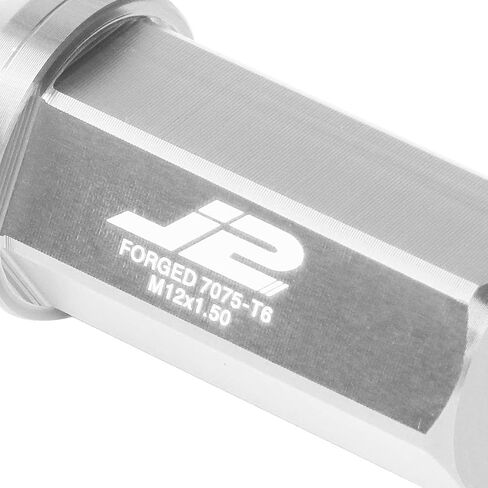 J2 Engineering 20 قطعة 7075 ألومنيوم مغلق النهاية M12 x 1.5 مجموعة صواميل العروة مع محول مقبس، فضي، مقعد مخروطي مناسب، LN-T7-005-15-SL in Saudi Arabia