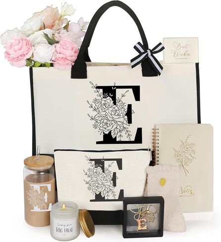 Birthday Gifts for Women,Monogrammed Personalized Gifts-Initial Tote Bag Gift Set for Her, Mom, Teacher in Saudi Arabia
