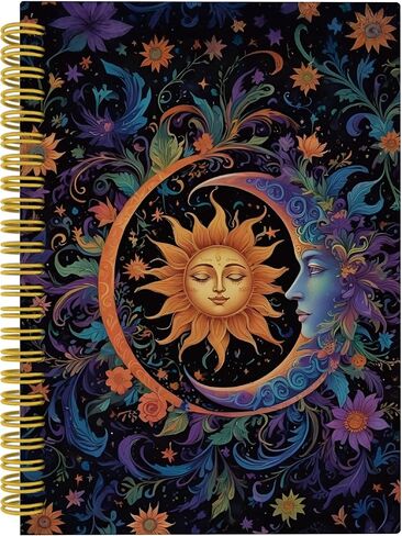 Celestial Sun and Moon Journal, Whimsical Boho Sun Moon Notebook, Witchy Notebook, Witch Journal, Dark Academia Notebook, Witchy Gifts for Women, Spiral Notebook 5.5x8.3 with 164 Pages in Kuwait