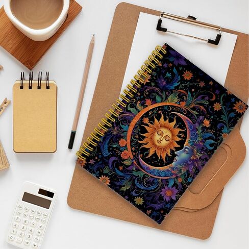Celestial Sun and Moon Journal, Whimsical Boho Sun Moon Notebook, Witchy Notebook, Witch Journal, Dark Academia Notebook, Witchy Gifts for Women, Spiral Notebook 5.5x8.3 with 164 Pages in Kuwait