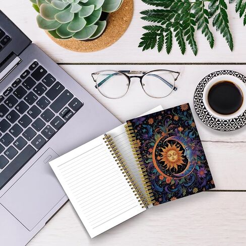 Celestial Sun and Moon Journal, Whimsical Boho Sun Moon Notebook, Witchy Notebook, Witch Journal, Dark Academia Notebook, Witchy Gifts for Women, Spiral Notebook 5.5x8.3 with 164 Pages in Kuwait