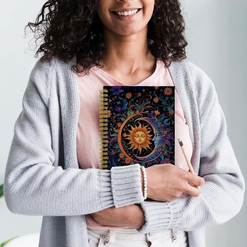 Celestial Sun and Moon Journal, Whimsical Boho Sun Moon Notebook, Witchy Notebook, Witch Journal, Dark Academia Notebook, Witchy Gifts for Women, Spiral Notebook 5.5x8.3 with 164 Pages in Kuwait