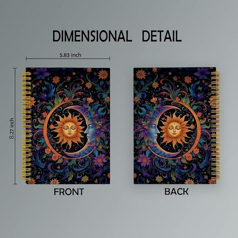 Celestial Sun and Moon Journal, Whimsical Boho Sun Moon Notebook, Witchy Notebook, Witch Journal, Dark Academia Notebook, Witchy Gifts for Women, Spiral Notebook 5.5x8.3 with 164 Pages in Kuwait