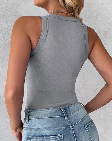 Womens High Neck Ribbed Racerback Tank Tops Sleeveless Slim Fitted Workout Shirts Stretchy Casual Athletic Basic Tops in Saudi Arabia