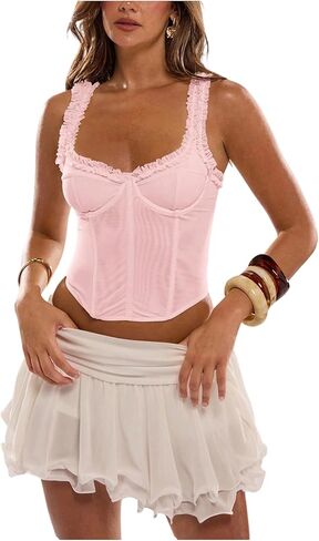 Floerns Women's Cute Sleeveless Tank Tops Frill Trim Square Neck Going Out Tops in Saudi Arabia