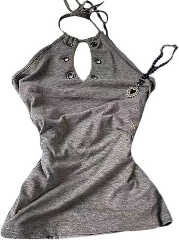Whimsical Y2k Halter Tops for Women Emo Grunge Tank Top Floral Western Mcbling Tops 90s Clothes 2000s Clothing in Saudi Arabia