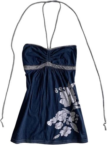 Whimsical Y2k Halter Tops for Women Emo Grunge Tank Top Floral Western Mcbling Tops 90s Clothes 2000s Clothing in Saudi Arabia
