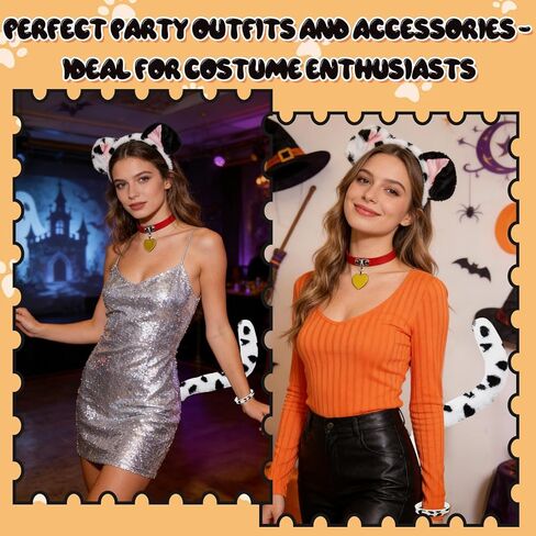 مجموعة أزياء الكلاب الدلماسية مكونة من 5 قطع، أزياء تنكرية للكلاب الدلماسية للبالغين، عصابة رأس على شكل أذن الكلب، ملصقات سوار على شكل ذيل، فستان فاخر لحفلات الهالوين الكرنفالية، 101 يوم من اللباس المدرسي in Kuwait