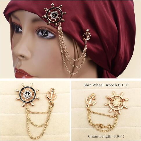 مجموعة إكسسوارات أزياء القرصان النسائية - وشاح رأس القرصان باندانا مع بروش خوذة، وقلادة من 3 طبقات ورباط ساق للهالوين والحفلات التنكرية والملابس in Kuwait