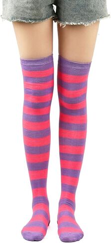 مجموعة أزياء قطة مخططة باللونين الوردي والأرجواني مكونة من 5 قطع تتضمن عصابة رأس للأذنين وذيل فروي وقفازات وجوارب وطوق لحفلات الهالوين التنكرية in Kuwait