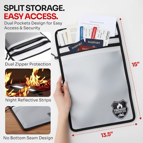 حقيبة مستندات مقاومة للحريق من مارت كوبرا مع سحاب للحريق وتخزين المستندات المقاومة للماء وحقيبة نقود مقاومة للحريق للنقود وحقيبة مقاومة للحريق للمستندات والملحقات الآمنة ومغلف حقيبة حامل المستندات المهمة in Kuwait