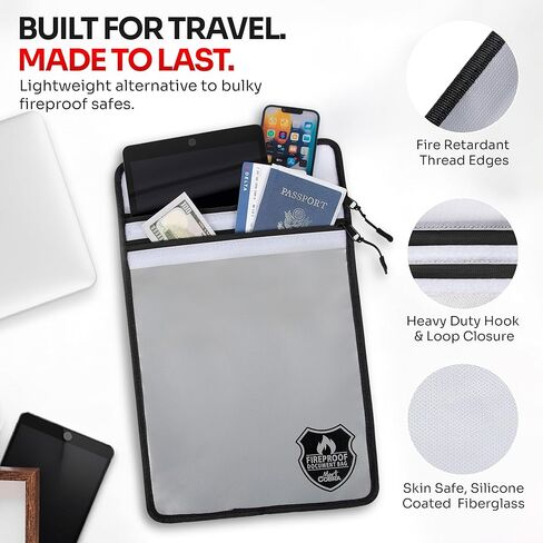 حقيبة مستندات مقاومة للحريق من مارت كوبرا مع سحاب للحريق وتخزين المستندات المقاومة للماء وحقيبة نقود مقاومة للحريق للنقود وحقيبة مقاومة للحريق للمستندات والملحقات الآمنة ومغلف حقيبة حامل المستندات المهمة in Kuwait