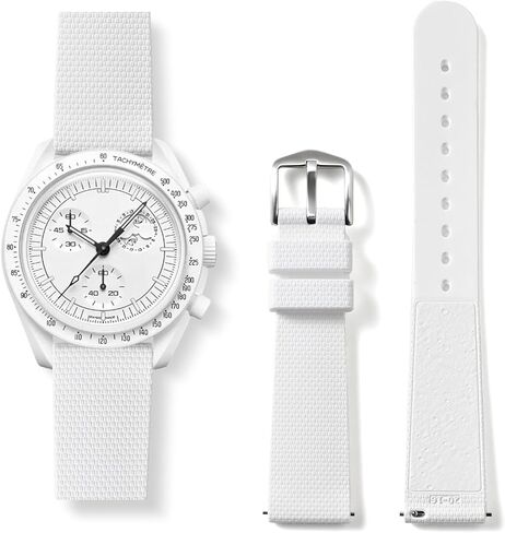 حزام لساعة Moonswatch، حزام سيليكون عالمي 20 مم متوافق مع أوميغا x Swatch Speedmaster، حزام بديل من نسيج التربة القمرية لساعة Swatch Omega 20 مم للرجال والنساء in Kuwait