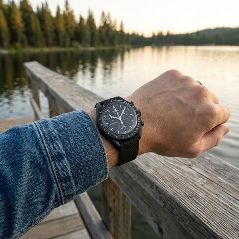 Strap for Moonswatch Watch,Universal 20mm Silicone Band Compatible Omega x Swatch Speedmaster,Lunar Soil Texture Replacement Strap for Swatch Omega 20mm Watch Men Women in Saudi Arabia