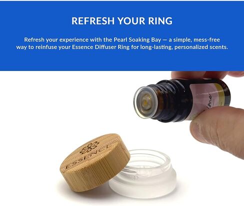 Essence Glass Reinfusion Bay & Nasal Diffuser Ring | Aromatherapy Ring Soaking Bay with Bamboo Lid | Refresh Essential Oil Scent for Wearable Diffusers | Eco‑Friendly & Reusable in Kuwait