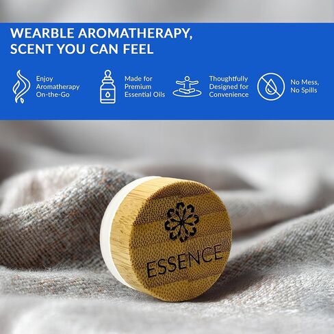 Essence Glass Reinfusion Bay & Nasal Diffuser Ring | Aromatherapy Ring Soaking Bay with Bamboo Lid | Refresh Essential Oil Scent for Wearable Diffusers | Eco‑Friendly & Reusable in Kuwait