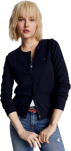 سترة كارديجان نسائية سادة مع أزرار عادية من TOMMY HILFIGER مجموعة 2025 in Saudi Arabia