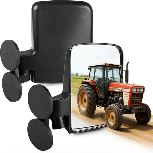 Magnetic Tractor Mirrors, Universal Side Mirrors for Tractor, Forklifts, Lawn Movers, Small Dozers, Easy Adjust & Stable View, Compatible with John Deere Kubota B BX Mahindra in Saudi Arabia