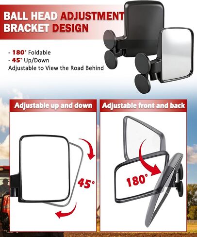 Magnetic Tractor Mirrors, Universal Side Mirrors for Tractor, Forklifts, Lawn Movers, Small Dozers, Easy Adjust & Stable View, Compatible with John Deere Kubota B BX Mahindra in Saudi Arabia