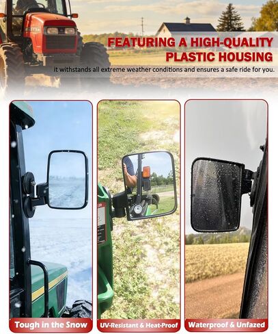 Magnetic Tractor Mirrors, Universal Side Mirrors for Tractor, Forklifts, Lawn Movers, Small Dozers, Easy Adjust & Stable View, Compatible with John Deere Kubota B BX Mahindra in Saudi Arabia