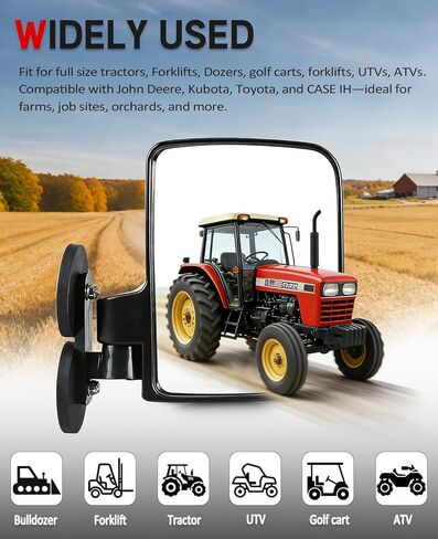 Magnetic Tractor Mirrors, Universal Side Mirrors for Tractor, Forklifts, Lawn Movers, Small Dozers, Easy Adjust & Stable View, Compatible with John Deere Kubota B BX Mahindra in Saudi Arabia