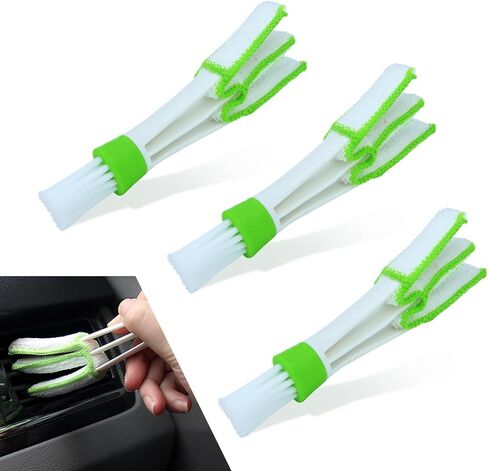 Set of 3 Mini Duster for Car Air Vent, 3 Arms Blinds Duster, Automotive Air Conditioner Cleaner and Brush, Cleaning Tools for Window Blinds, Keyboard, Air Conditioner Vents, Fans (Green) in Saudi Arabia