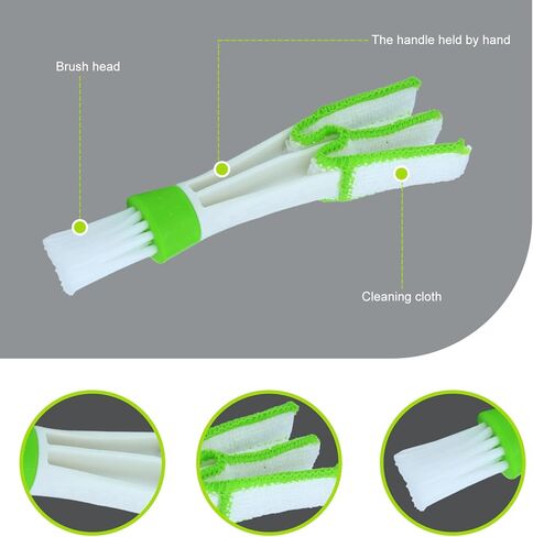 Set of 3 Mini Duster for Car Air Vent, 3 Arms Blinds Duster, Automotive Air Conditioner Cleaner and Brush, Cleaning Tools for Window Blinds, Keyboard, Air Conditioner Vents, Fans (Green) in Saudi Arabia