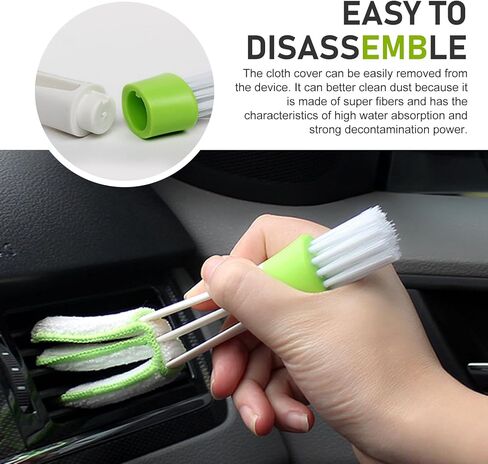 Set of 3 Mini Duster for Car Air Vent, 3 Arms Blinds Duster, Automotive Air Conditioner Cleaner and Brush, Cleaning Tools for Window Blinds, Keyboard, Air Conditioner Vents, Fans (Green) in Saudi Arabia