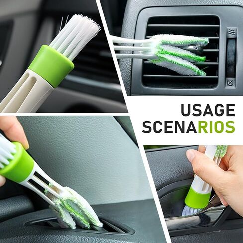 Set of 3 Mini Duster for Car Air Vent, 3 Arms Blinds Duster, Automotive Air Conditioner Cleaner and Brush, Cleaning Tools for Window Blinds, Keyboard, Air Conditioner Vents, Fans (Green) in Saudi Arabia