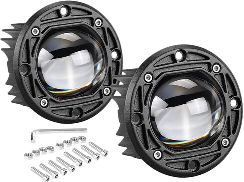 Riloer Flush Mount LED Work Light Pods 2pcs، عدسة واضحة الضوء الأبيض + ضوء العنبر 3 "أضواء LED على الطرق الوعرة أضواء القيادة، تناسب عالمي لشاحنة سيارة SUV ATV UTV قارب دراجة نارية، مربع in Saudi Arabia