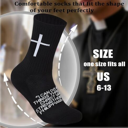 6 pairs christian socks cross prayer socks with bible verse,christian gift for man women youth birthday christmas in Saudi Arabia