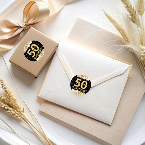 80 قطعة من ملصقات حفلات عيد الميلاد الخمسين - ملصقات عيد الميلاد الخمسين من الذهب الأسود - ملصقات لاصقة مستديرة مقاس 1.5 بوصة - لوازم زينة الذكرى السنوية - رائعة لمفضلات الحفلات، وأختام الأظرف، وحقائب الهدايا الجيدة in Kuwait